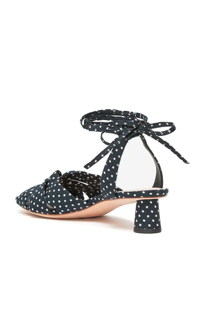 Shop Loeffler Randall Leia Polka-dot Cotton Sandals In Black/white