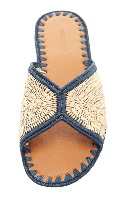 Shop Carrie Forbes Salon Miste Raffia Slides In Navy