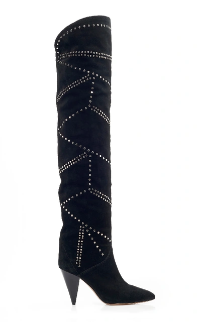 Shop Isabel Marant Ladra Leather Over-the-knee Boots In Black