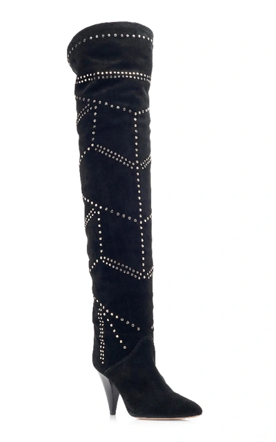 Shop Isabel Marant Ladra Leather Over-the-knee Boots In Black