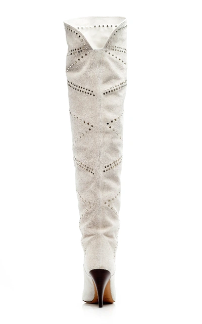 Shop Isabel Marant Ladra Leather Over-the-knee Boots In White