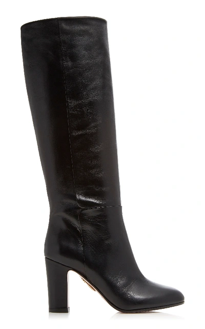 Shop Aquazzura Brera Leather Boots In Black