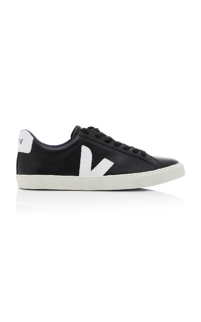 Shop Veja Esplar Two-tone Leather Sneakers In Black