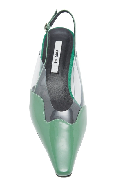 Shop Yuul Yie Dewy Patent Leather Silngback Pumps In Green