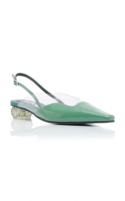 Shop Yuul Yie Dewy Patent Leather Silngback Pumps In Green