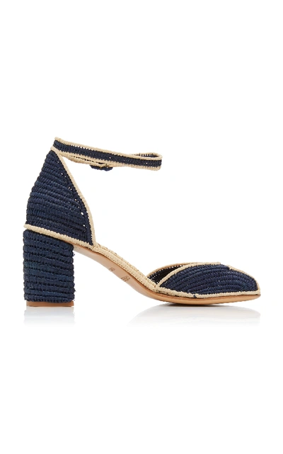 Shop Carrie Forbes Laila Raffia Sandals In Navy