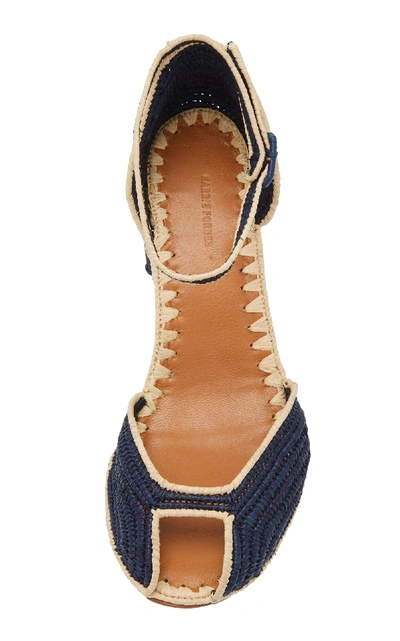 Shop Carrie Forbes Laila Raffia Sandals In Navy