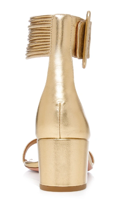 Shop Aquazzura Casablanca Metallic Leather Sandals In Gold
