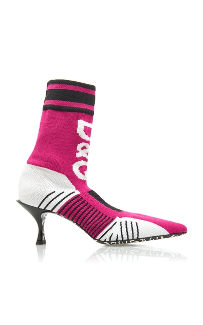 Shop Dolce & Gabbana Stretch-knit Sock Boots In Purple