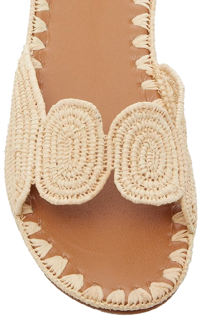 Shop Carrie Forbes Naima Raffia Slides In Neutral