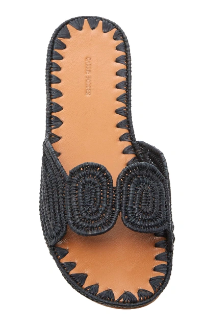 Shop Carrie Forbes Naima Raffia Slides In Black