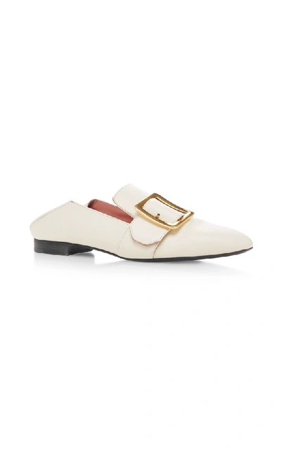 Shop Bally Janelle Leather Slippers In White
