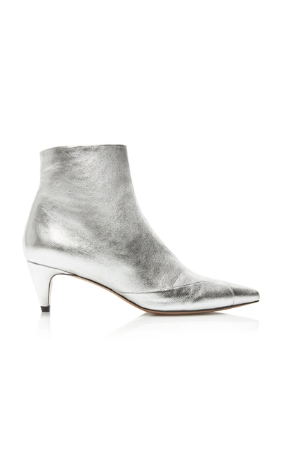 Shop Isabel Marant Durfee Foiled Booties In Silver