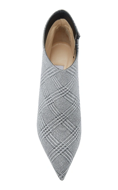 Shop Jimmy Choo Marinda Glittered Plaid Leather Ankle Boots In Silver