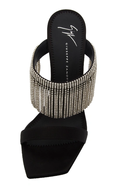 Shop Giuseppe Zanotti Fringed Crystal-embellished Suede Sandals In Black