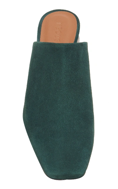 Shop Neous Calanthe Round Heel Suede Mules In Green