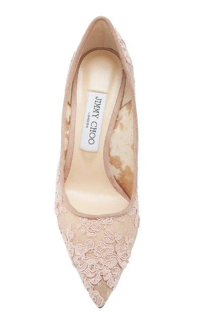 Shop Jimmy Choo Love Floral-lace Pumps In Neutral