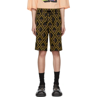 Shop Maison Margiela Tan And Black Vintage Jacquard Shorts In 002fblkcarc