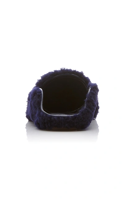 Tibi Colin Shearling Mules In Navy