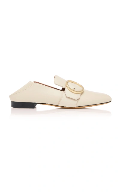 Shop Bally Lottie Buckled Leather Loafers In Neutral