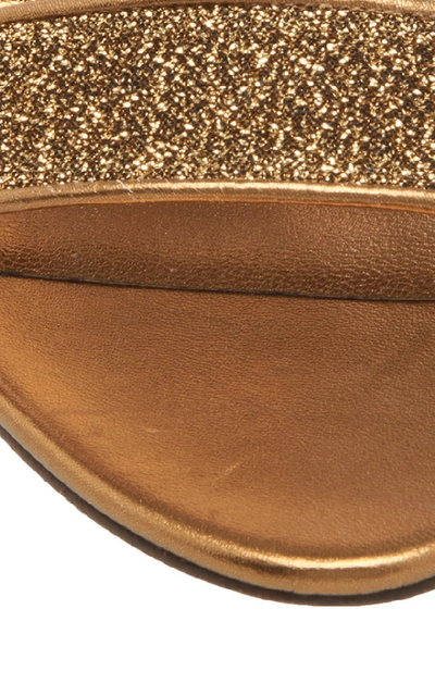 Shop Dolce & Gabbana Logo Heel Lurex Sandals In Gold