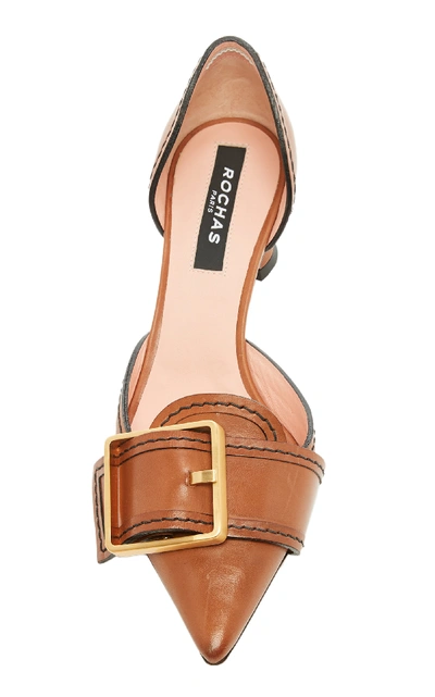 Shop Rochas Buckled Leather Pumps In Brown
