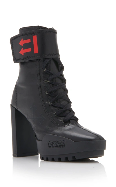 Off-white Heeled Moto Wrap Boots In Black | ModeSens