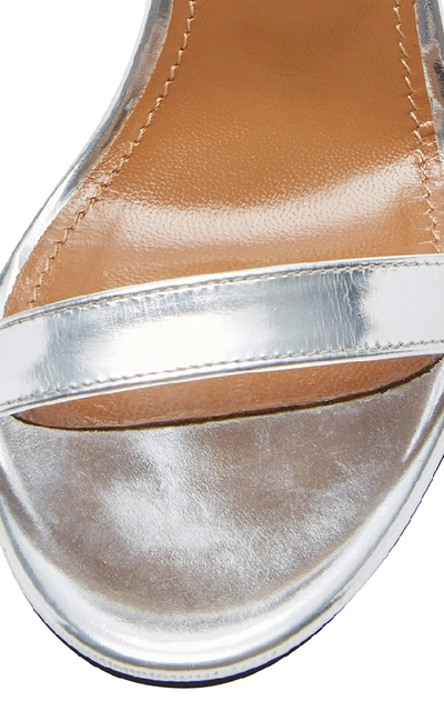 Shop Aquazzura Linda Metallic Leather Sandals In Silver