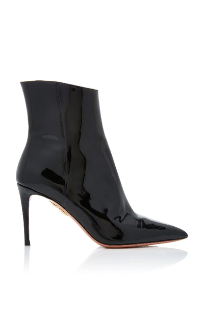 Shop Aquazzura Alma Patent-leather Ankle Boots In Black