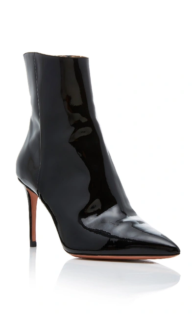 Shop Aquazzura Alma Patent-leather Ankle Boots In Black