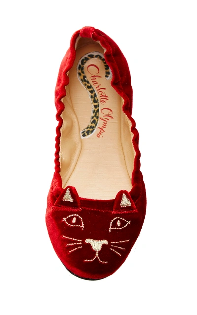Shop Charlotte Olympia Kitty Ballerina Flat In Red