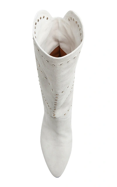 Shop Isabel Marant Lestee Perforated Leather Boots In White