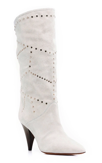 Shop Isabel Marant Lestee Perforated Leather Boots In White