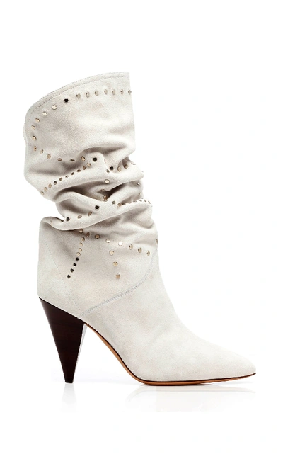 Shop Isabel Marant Lestee Perforated Leather Boots In White