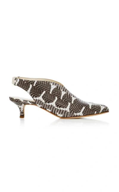 Shop Tibi Max Embossed Leather Slingback Pumps In Black/white