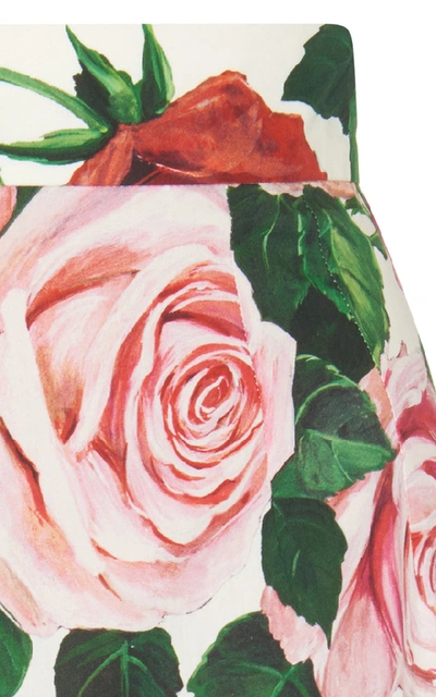 Shop Dolce & Gabbana Ruffled Drop-waist Floral Cotton-poplin Midi Skirt