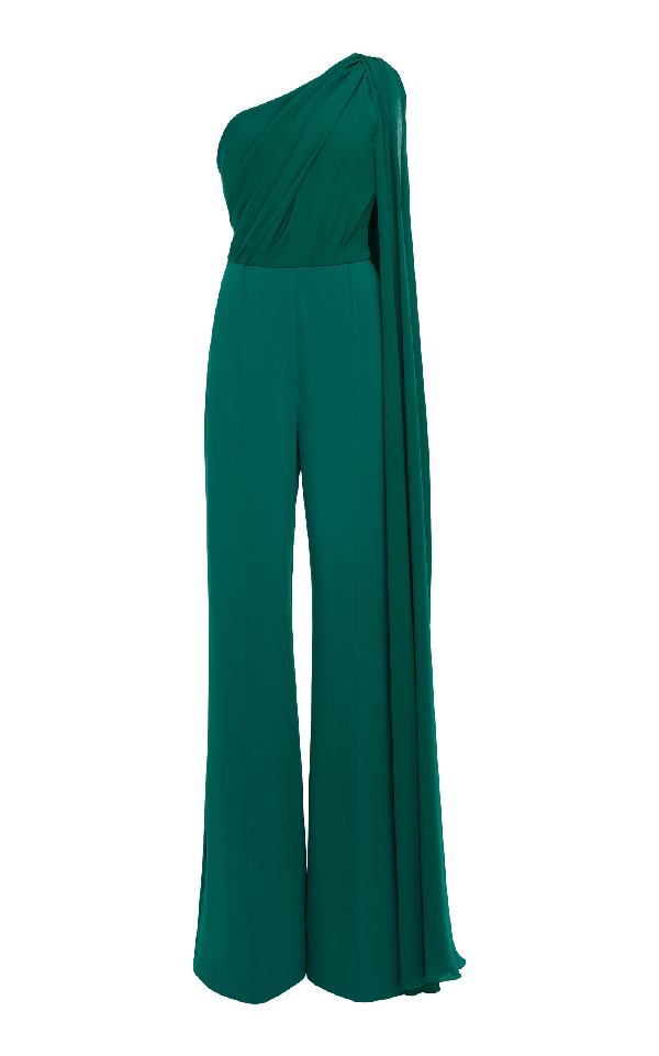 one shoulder jumpsuit green