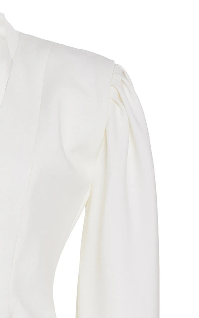 Shop Alessandra Rich Wool Peplum Jacket In White
