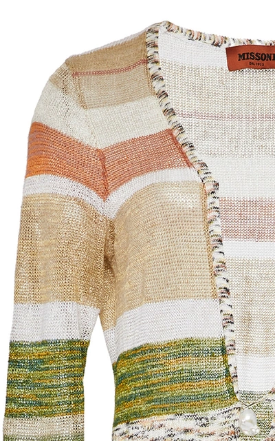 Shop Missoni Stripe Jacquard-knit Duster Cardigan In Brown