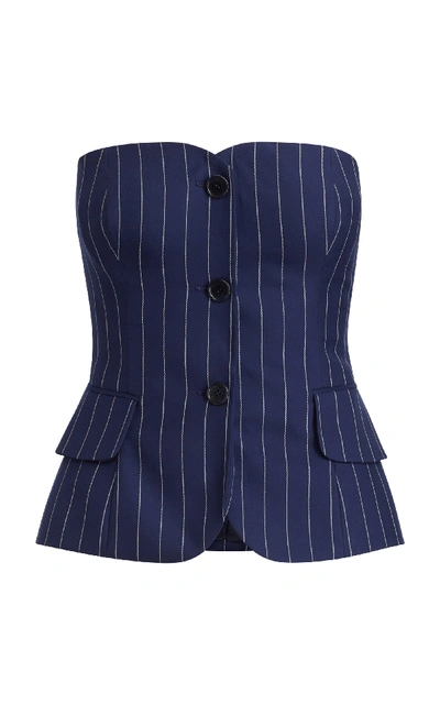 Shop Ralph Lauren Blanche Pinstripe Bustier In Navy