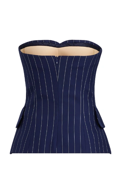 Shop Ralph Lauren Blanche Pinstripe Bustier In Navy