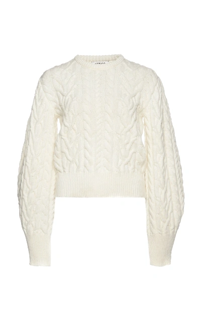 Shop Attico Cable-knit Wool Sweater In White
