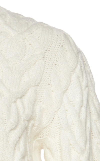 Shop Attico Cable-knit Wool Sweater In White