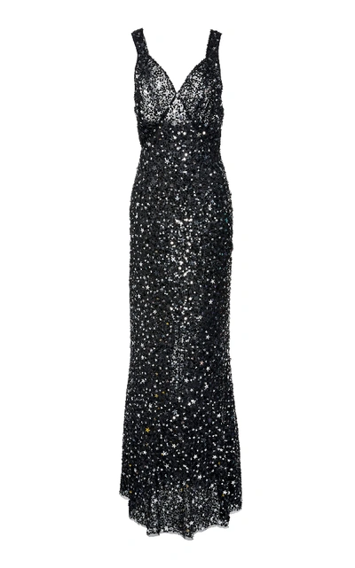 Shop Attico Sequin-embellished Gown In Black