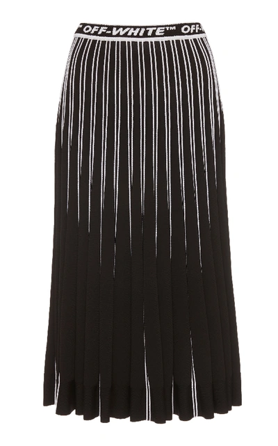 Shop Off-white Logo-printed Plissé Skirt In Black