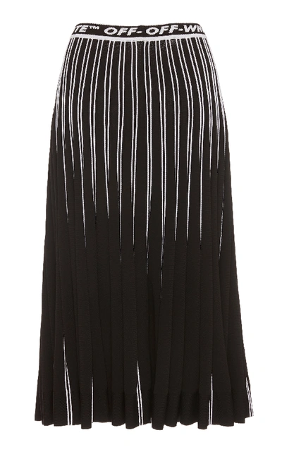 Shop Off-white Logo-printed Plissé Skirt In Black