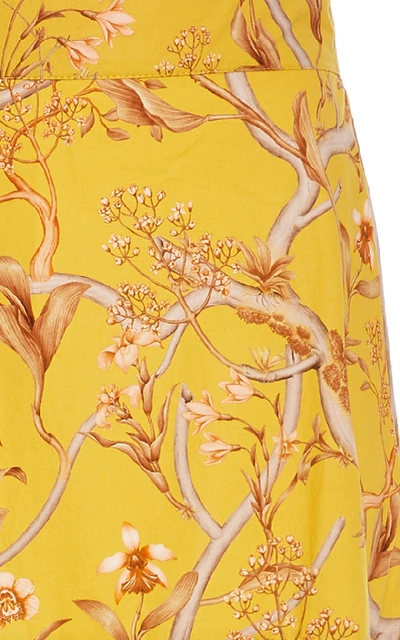 Shop Johanna Ortiz La Cumbia Asymmetric Floral Cotton-poplin Maxi Skirt In Yellow