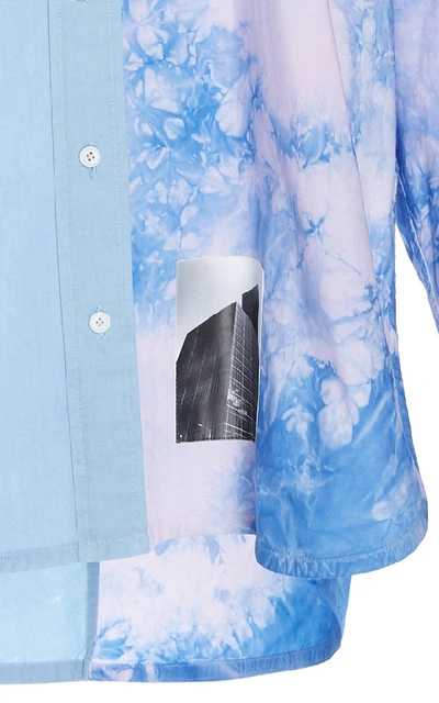 Shop Proenza Schouler Printed Tie-dye Cotton-poplin Shirt In Blue