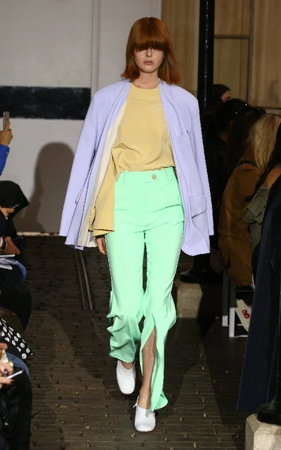 Shop A.w.a.k.e. Tonie Mia High-waisted Crepe Pants In Green