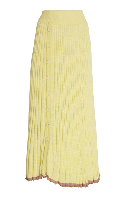 Shop Christopher Esber Pleated Knit Skirt In Yellow